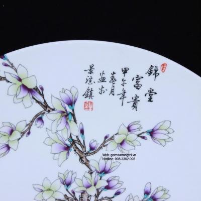 BỘ BÌNH ĐĨA CHIM TRĨ – HOA PHÙ DUNG